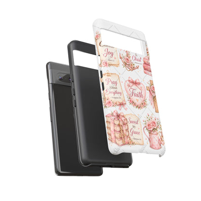Faith Floral Phone Case – Christian Inspirational Scripture iPhone Cover (Choose Joy, Pray, Faith)