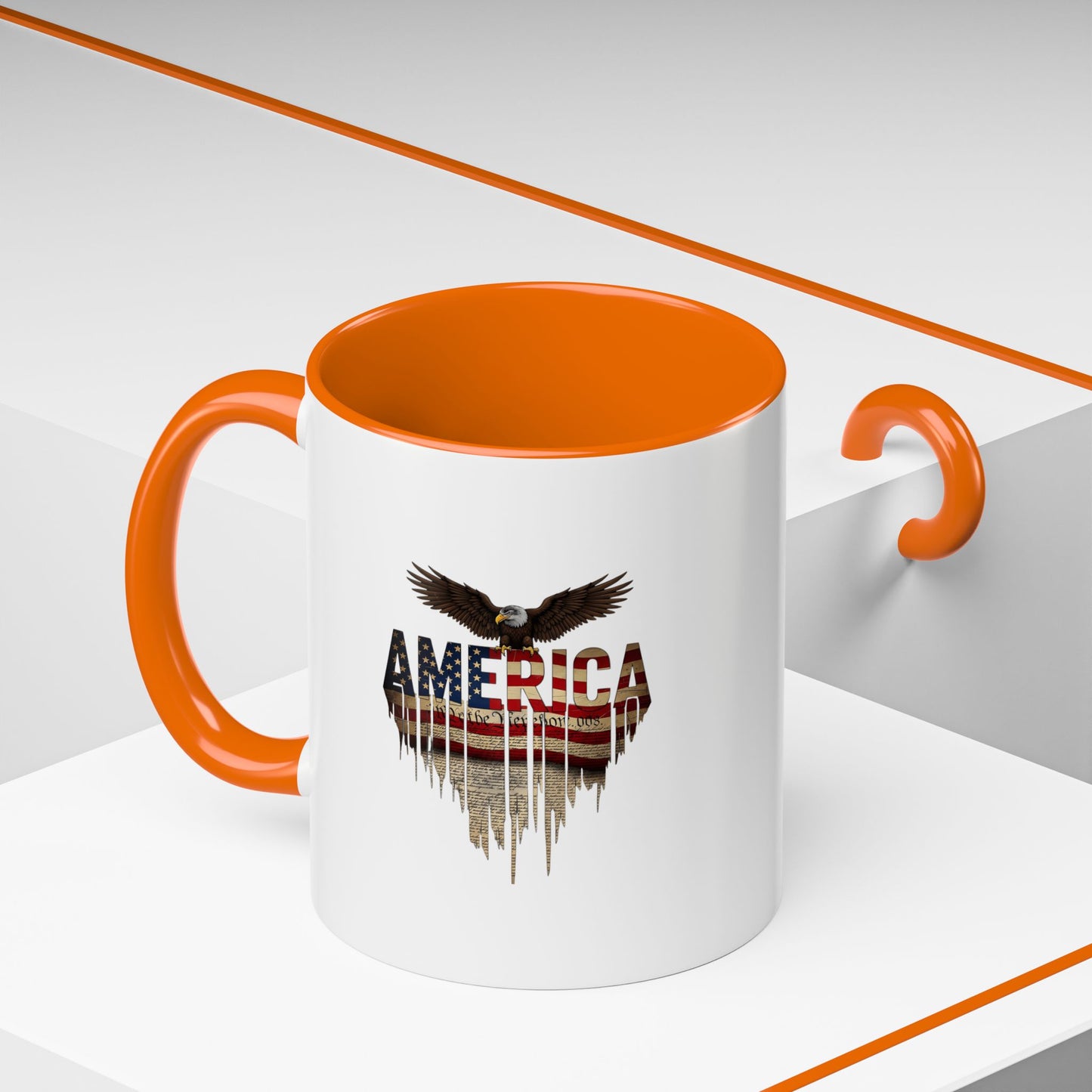 America Eagle Flag Accent Coffee Mug – Patriotic 11/15oz Ceramic