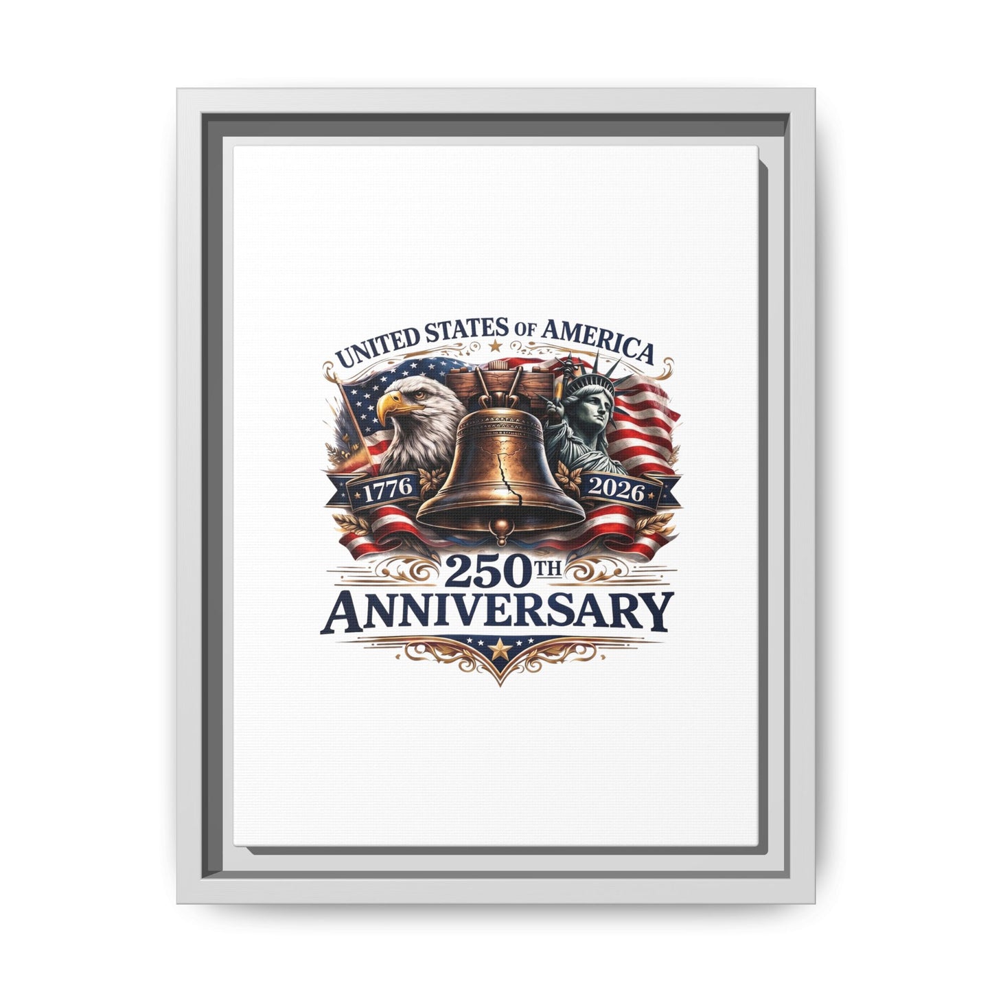 250th Anniversary Framed Canvas - United States of America Patriotic Liberty Bell Print
