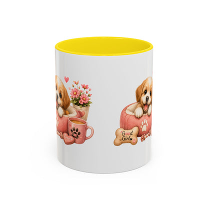 Cute Puppy Coffee Mug — Adorable 'Good Girl' Dog Design, Accent 11/15oz