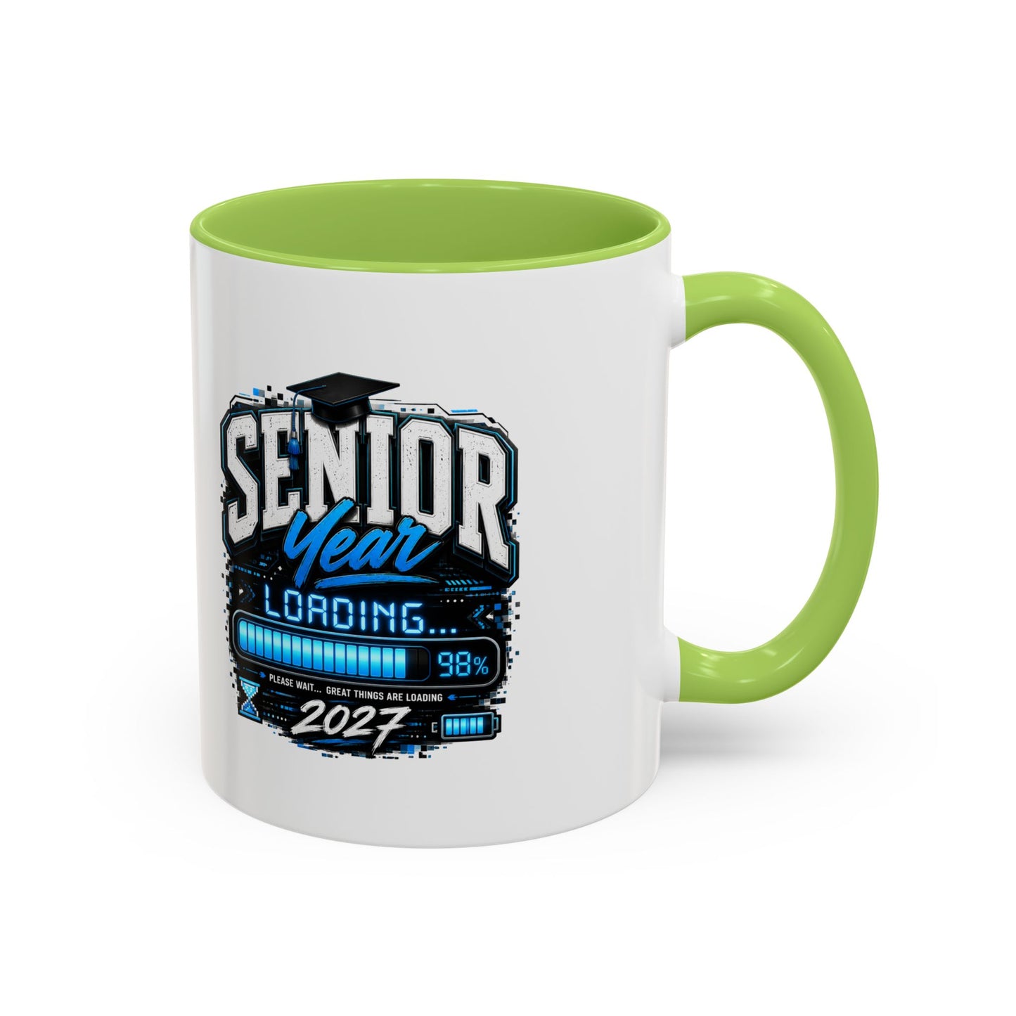 Senior Year Loading 2027 Accent Coffee Mug — Graduation Gift Cup (11/15oz)