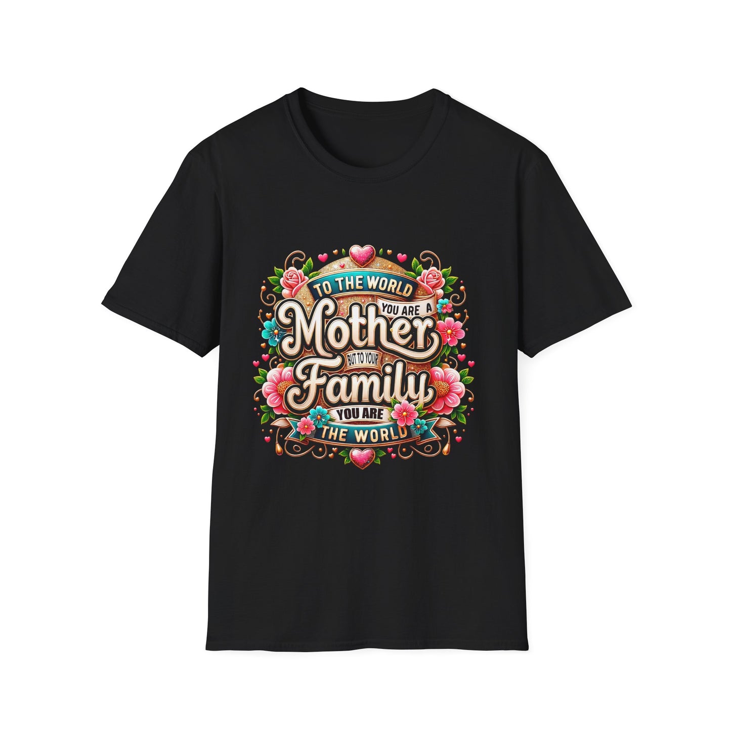 Mother You Are My World Floral T‑Shirt — Gift for Mom, Family Love Tee