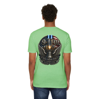 9/11 Never Forget Memorial T-Shirt — Twin Towers Tribute Tee