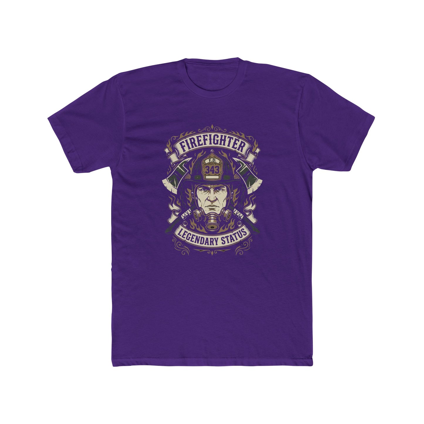 Firefighter Legendary Status T-Shirt — Vintage Fireman Helmet Graphic