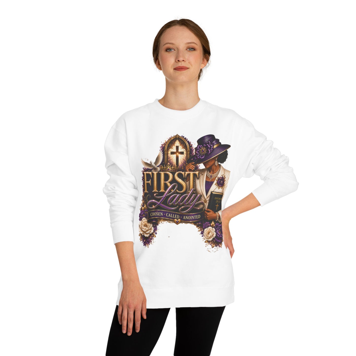 First Lady Church Sweatshirt – Christian Women’s Faith Graphic Crewneck
