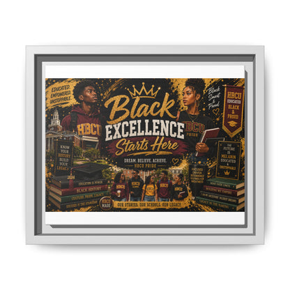 Black Excellence Starts Here Framed Canvas