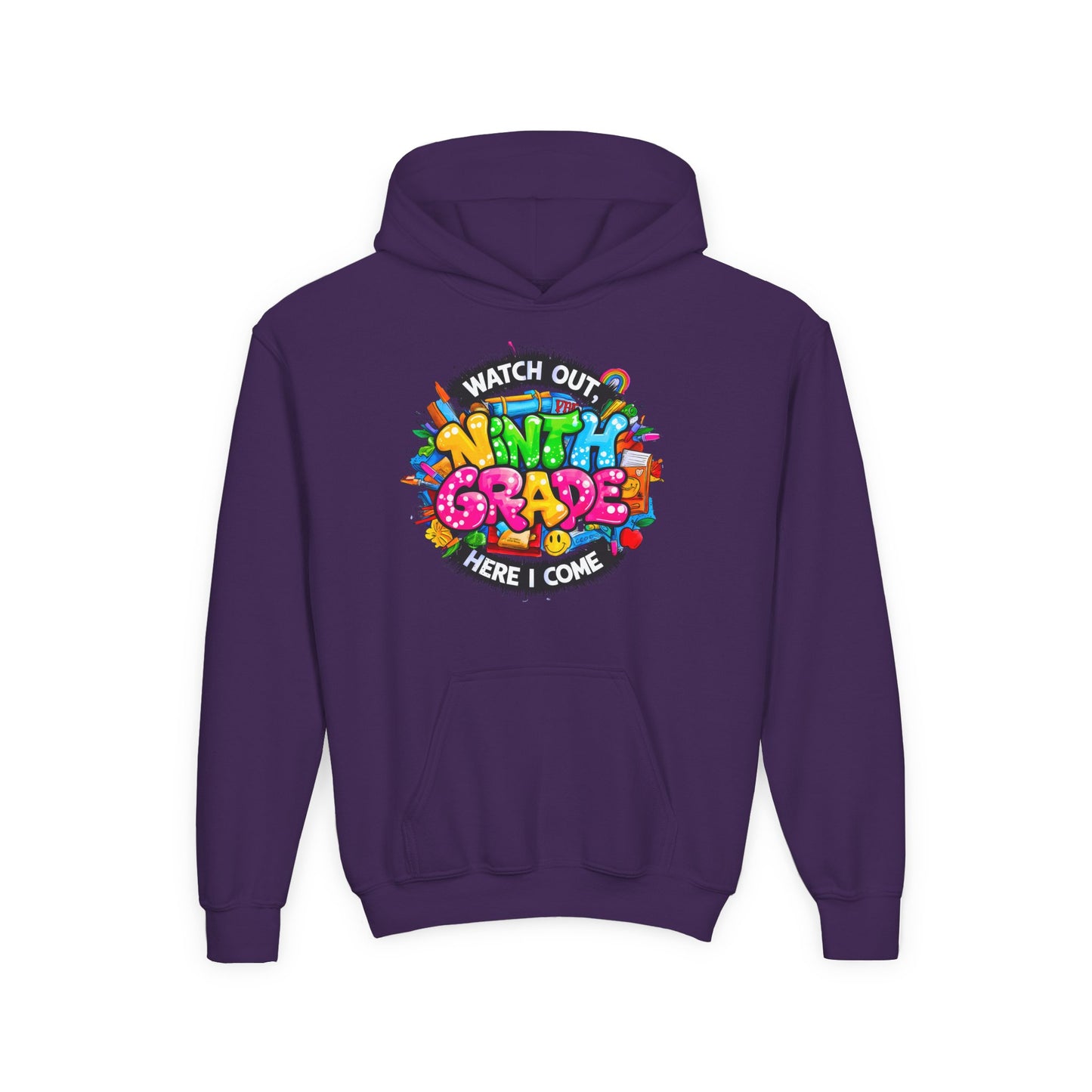 Kids' 4th Grade Hoodie – "Watch Out 4th Grade Here I Come" Colorful Back-to-School Sweatshirt