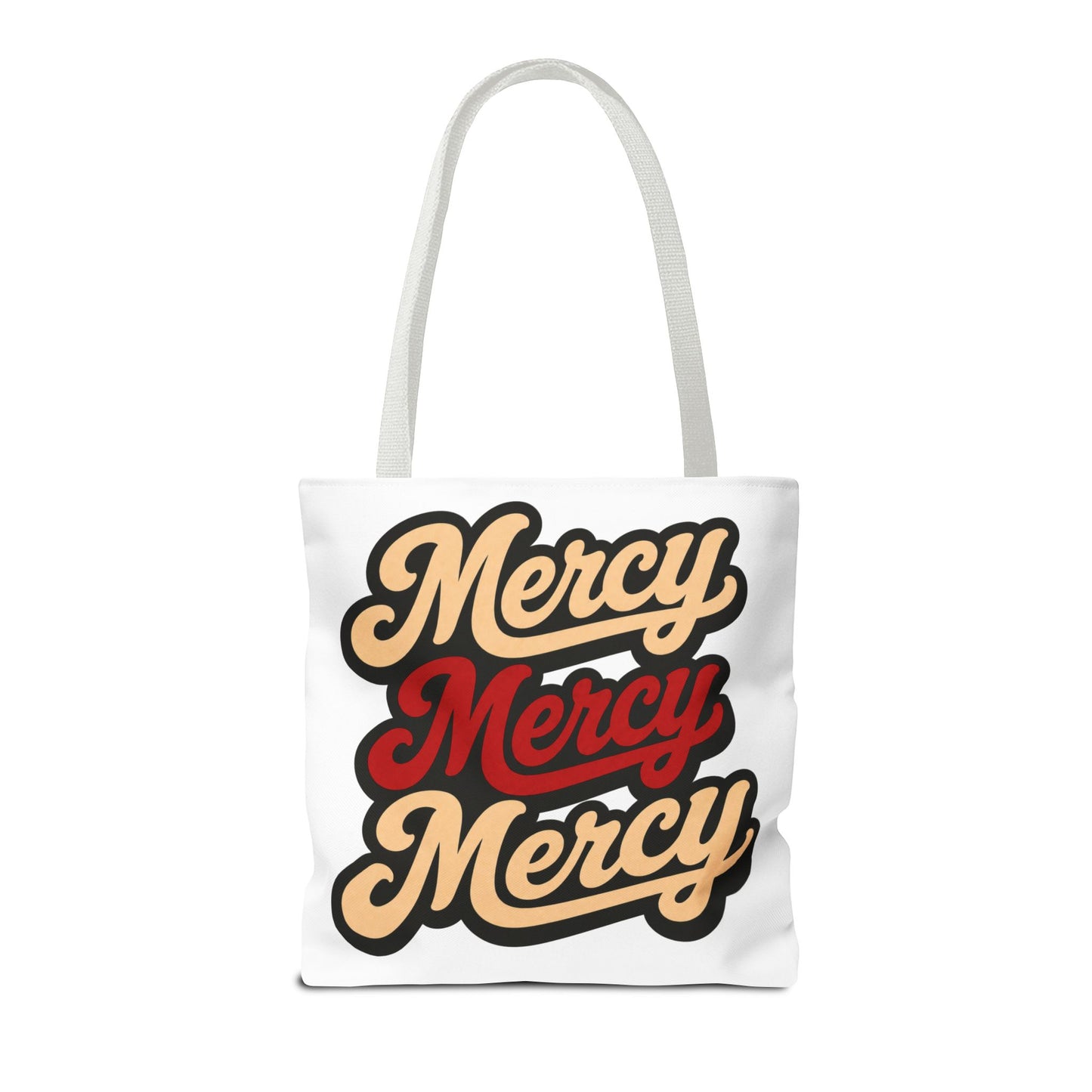 Mercy Mercy Mercy Retro Script Tote Bag — Vintage Typography Canvas Tote