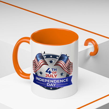 4th of July Independence Day Coffee Mug - Patriotic American Flag Accent