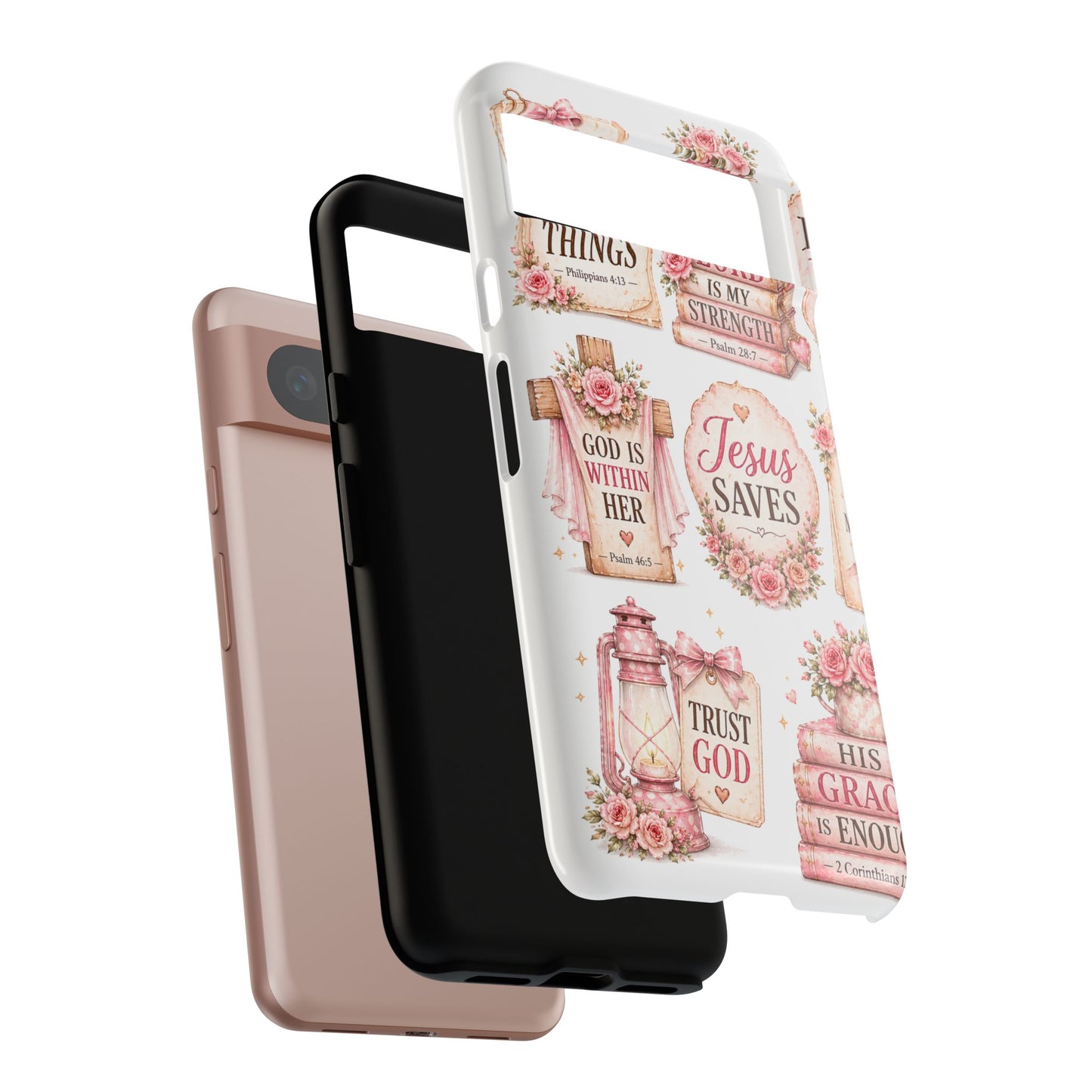 Faith Phone Case — 'Jesus Saves' Floral Christian Scripture iPhone Case