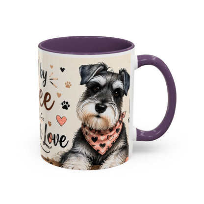 Fueled by Coffee and Schnauzer Love Accent Mug — Dog Lover Coffee Cup (11/15 oz)