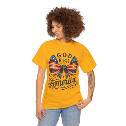 God Bless America T-Shirt — Patriotic USA Bow Fourth of July Tee