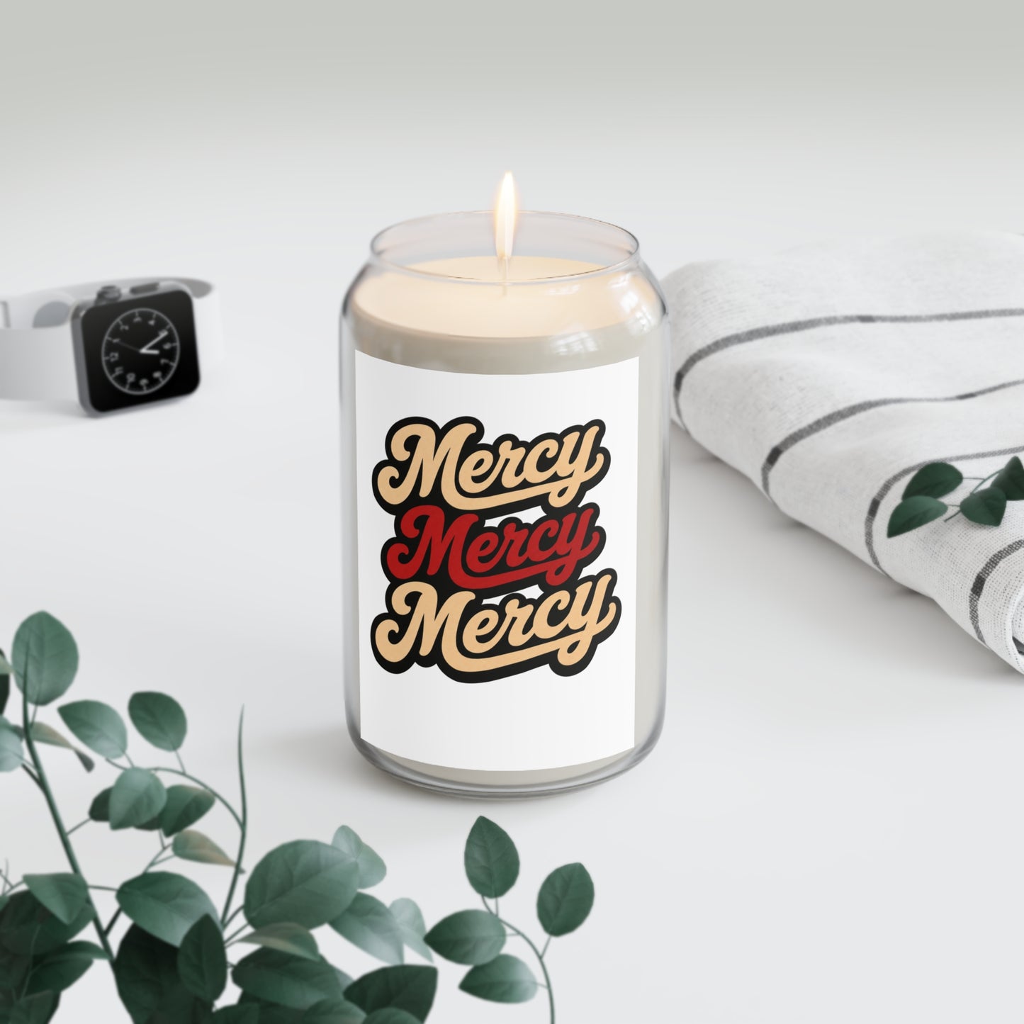 Mercy Mercy Mercy Scented Soy Candle — 13.75 oz Retro Typography
