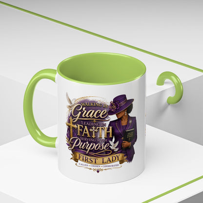 Faith & Purpose Accent Coffee Mug — First Lady Church Design (11/15oz)