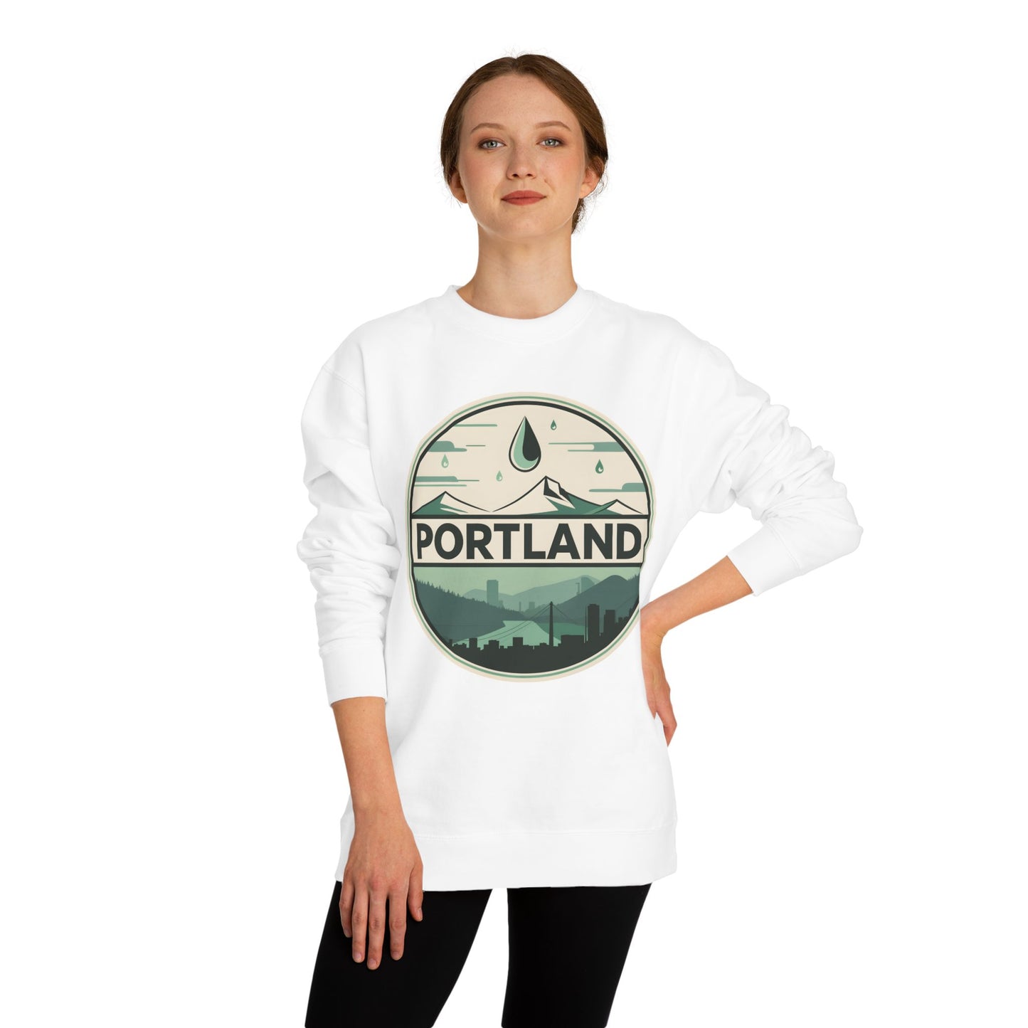 Portland Rainy Skyline Crewneck Sweatshirt