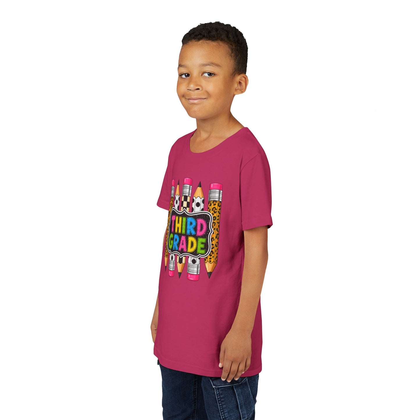 Third Grade Youth T-Shirt — Colorful Pencil Back-to-School Tee