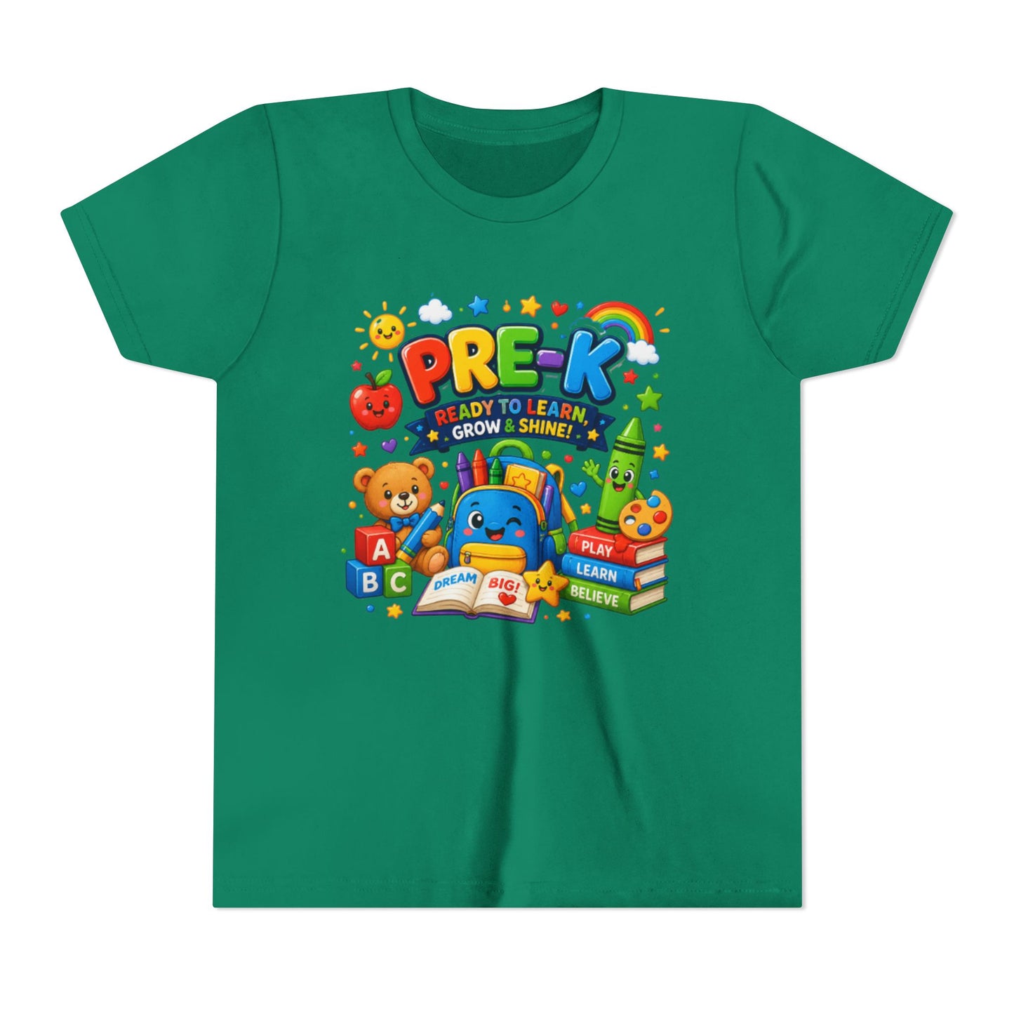 Pre-K Ready To Learn Kids T-Shirt — Colorful Preschool Back-to-School Tee