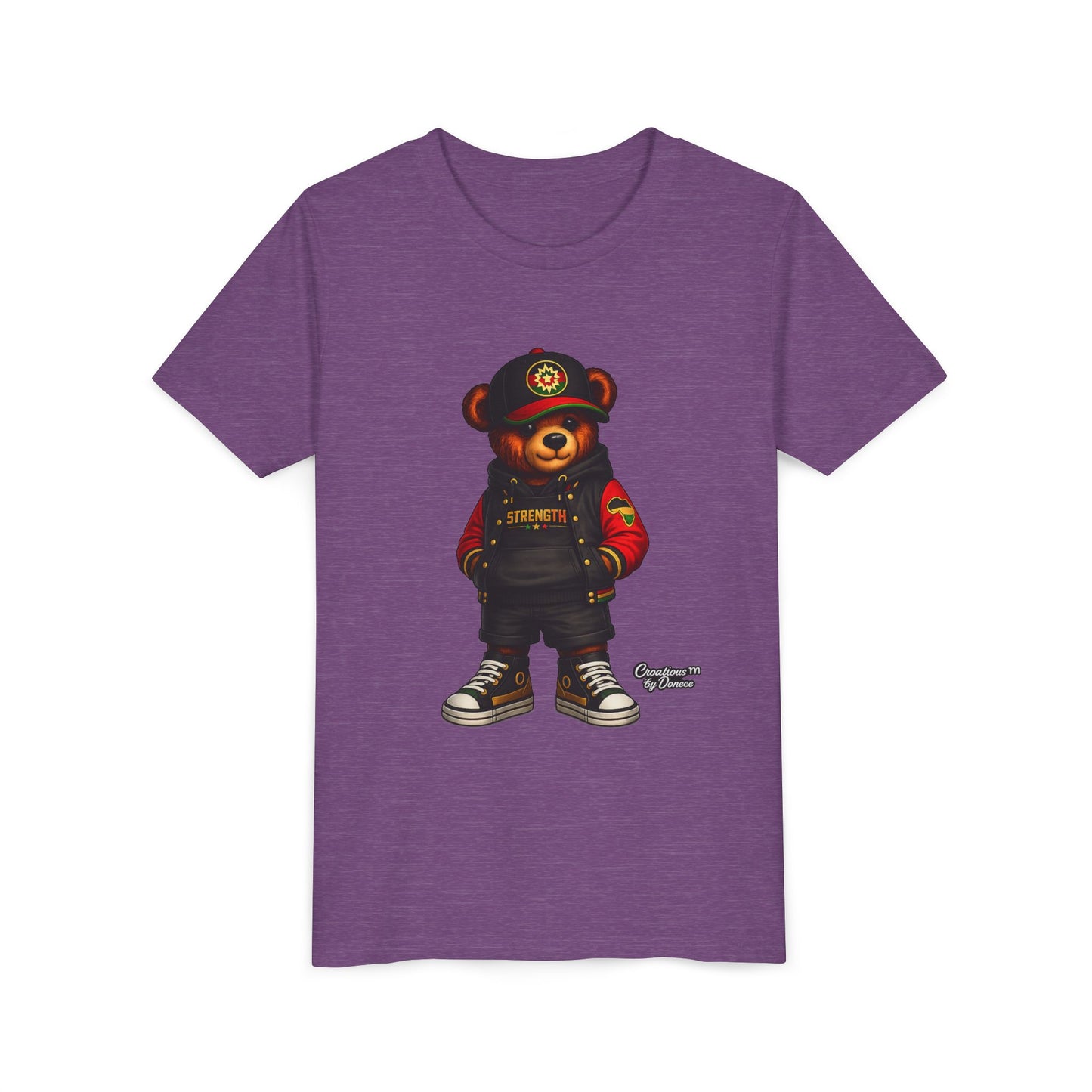 Kids Teddy Bear Streetwear Tee — 'Strength' Graphic Youth T-Shirt