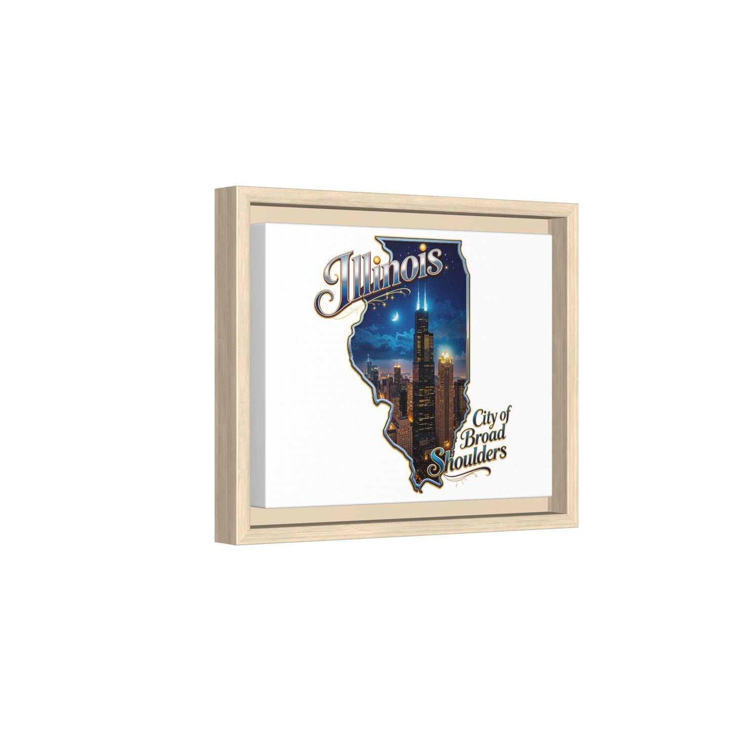 Illinois City of Broad Shoulders Matte Canvas Framed Wall Art
