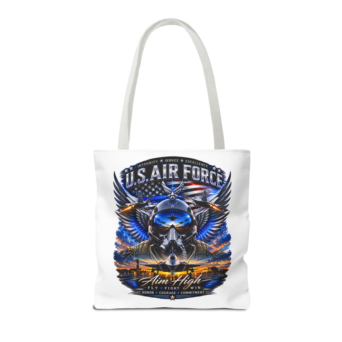 U.S. Air Force Aviator Tote Bag – 'Aim High' Military Pilot Design