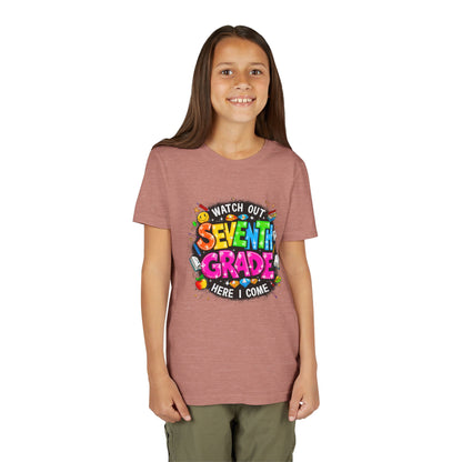 Seventh Grade Kids T‑Shirt — "Watch Out Seventh Grade Here I Come" Back‑to‑School Tee