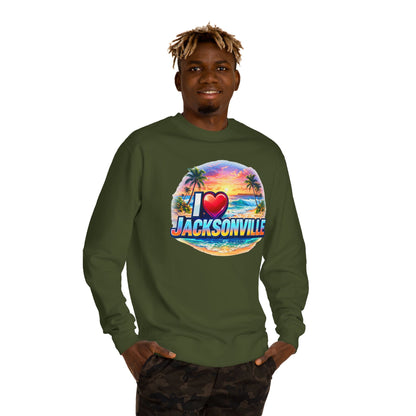 I Love Jacksonville Sweatshirt — Vintage Sunset Beach Crewneck
