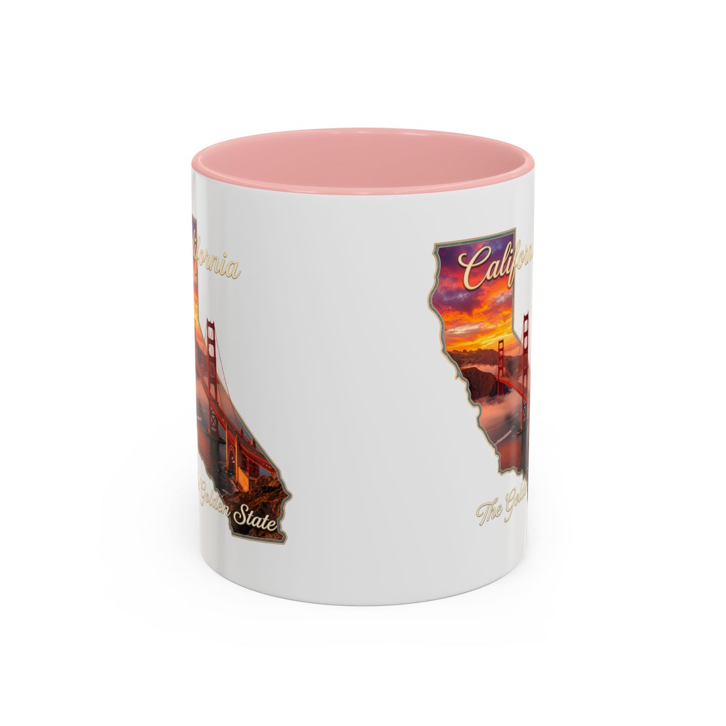 California State Shape Accent Mug – Golden Gate Sunset Coffee Cup (11/15oz)