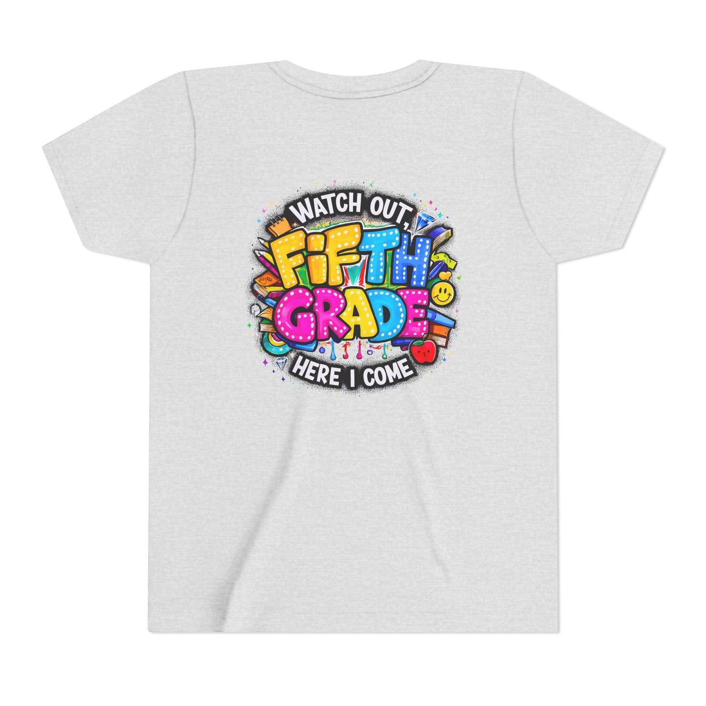Fifth Grade T‑Shirt for Kids - "Watch Out Fifth Grade Here I Come" Back-to-School Tee