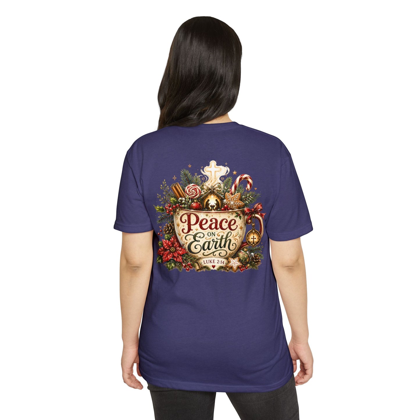 Peace on Earth Christmas T-shirt — Luke 2:14 Nativity Holiday Tee