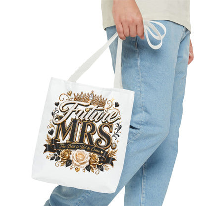 Future Mrs. Tote Bag — Bridal Bachelorette Gift Bag with Gold Crown Design