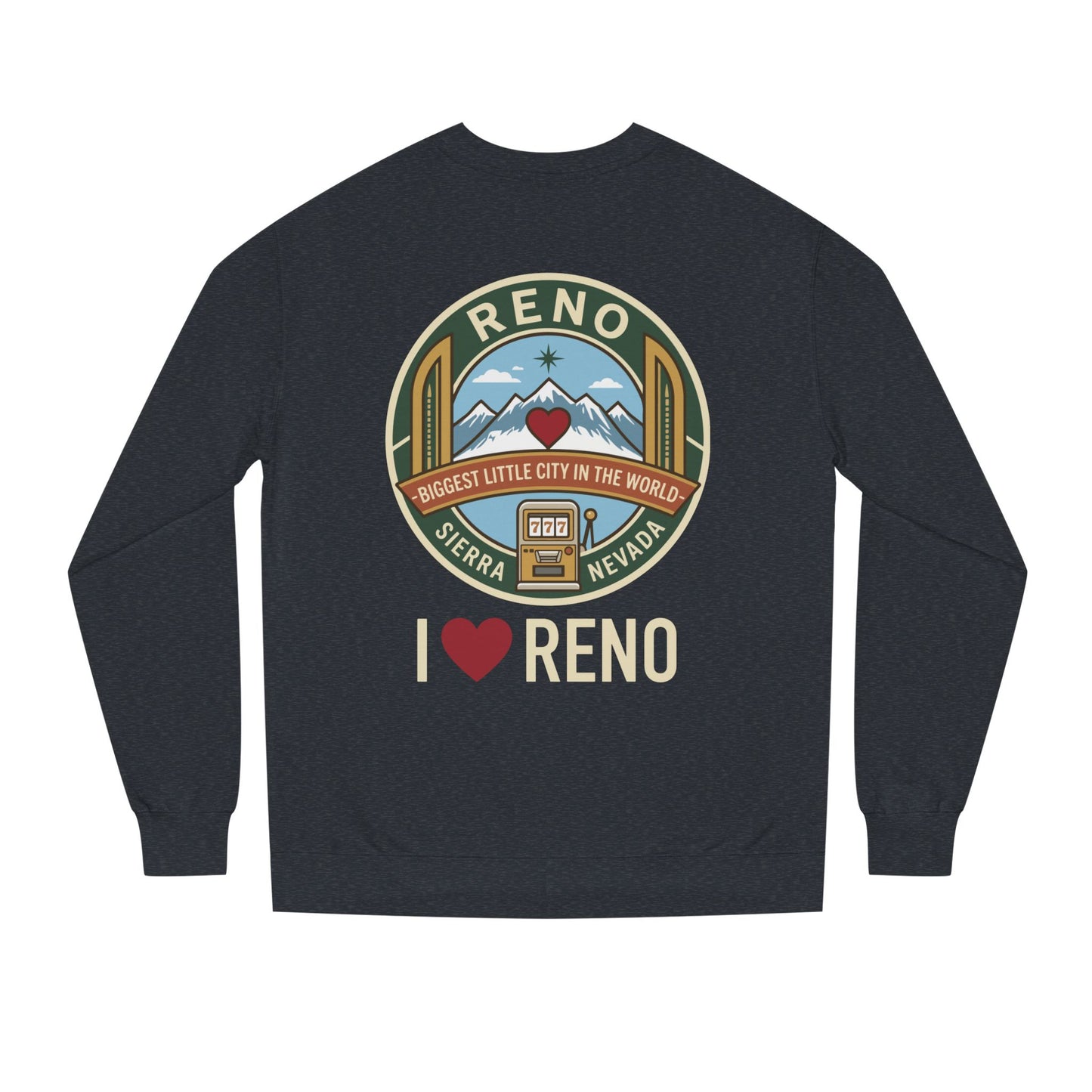 I  Reno Sweatshirt — Vintage Reno Nevada Mountain Badge Crewneck