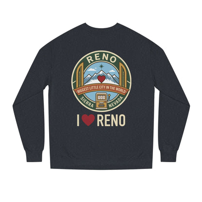 I  Reno Sweatshirt — Vintage Reno Nevada Mountain Badge Crewneck