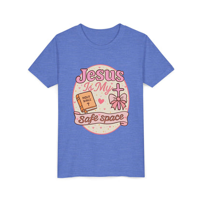 Youth Tee — "Jesus Is My Safe Space" Christian Kids T-Shirt