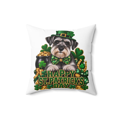 St. Patrick's Schnauzer Pillow — Happy St. Patrick’s Day Decorative Throw Pillow