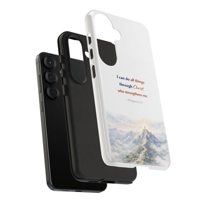 Christian Phone Case – “I Can Do All Things Through Christ” Inspirational Tough Case