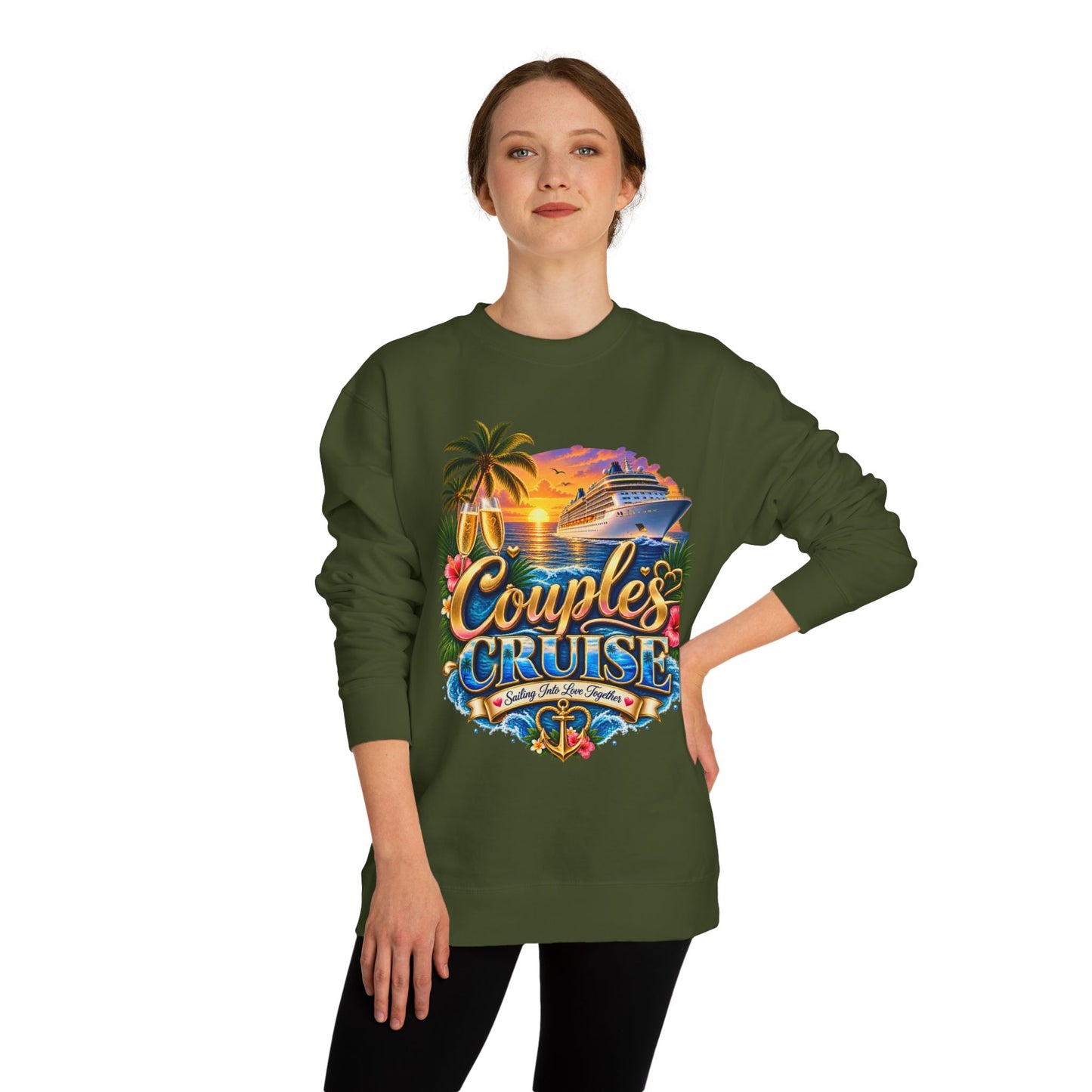 Couples Cruise Sweatshirt — Tropical Sunset Cruise Graphic Crewneck