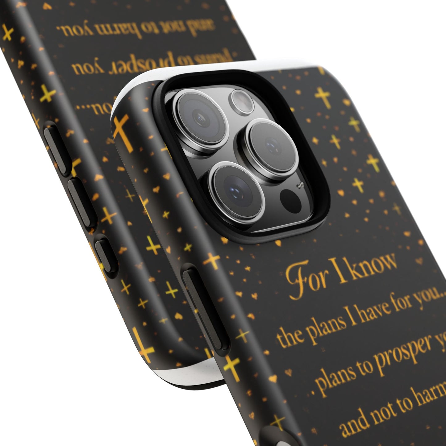 Phone Case — "For I Know" Jeremiah 29:11 Gold Cross Christian Tough Case