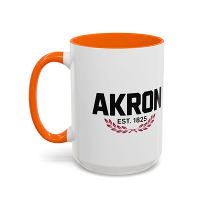 Akron Est. 1825 Accent Coffee Mug — Vintage City Pride Ceramic Mug