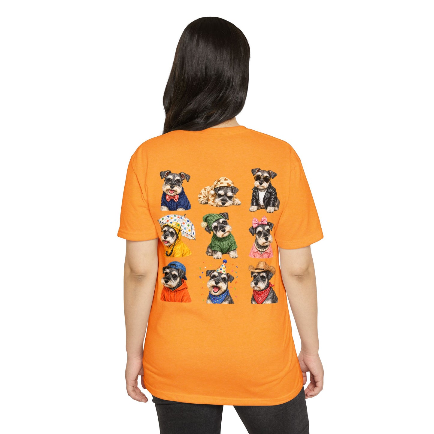 Schnauzer Crew Portrait T‑Shirt — Cute Dogs in Costumes Tee