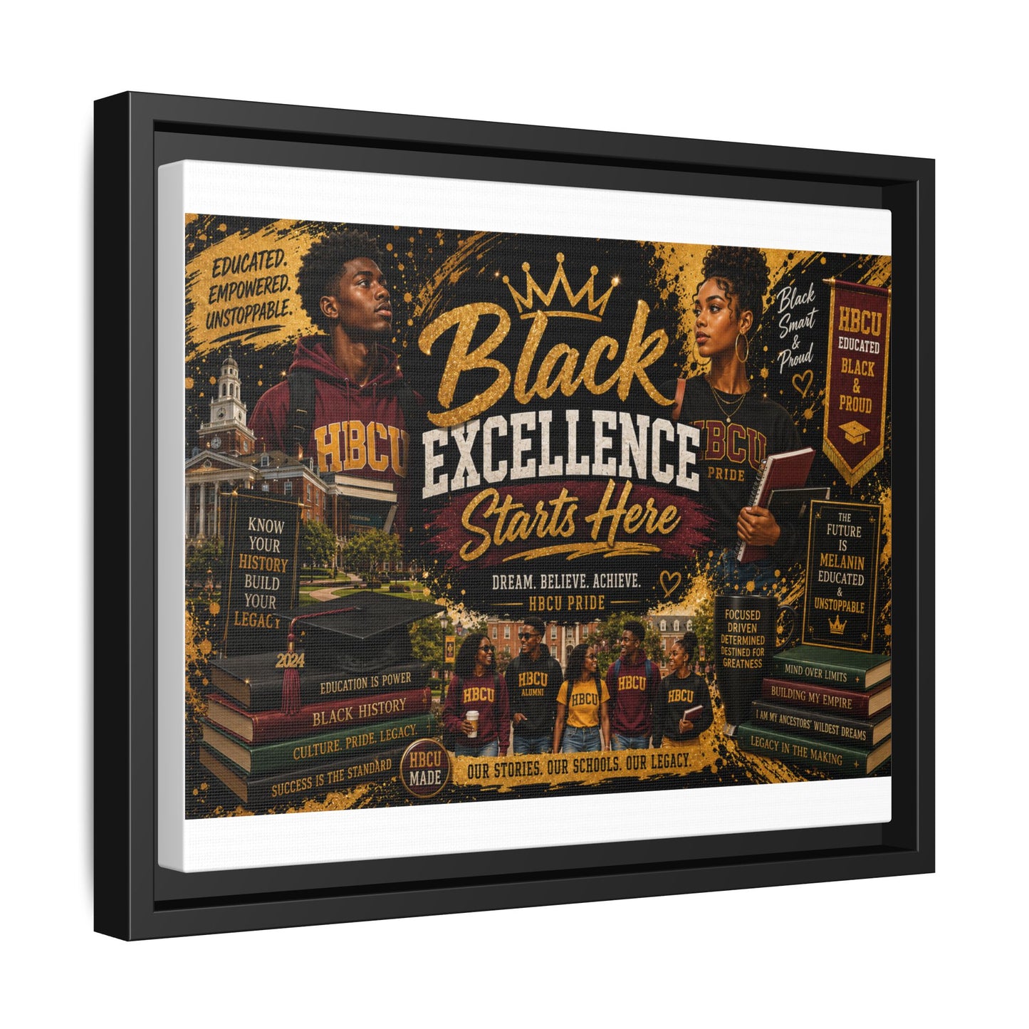 Black Excellence Starts Here Framed Canvas