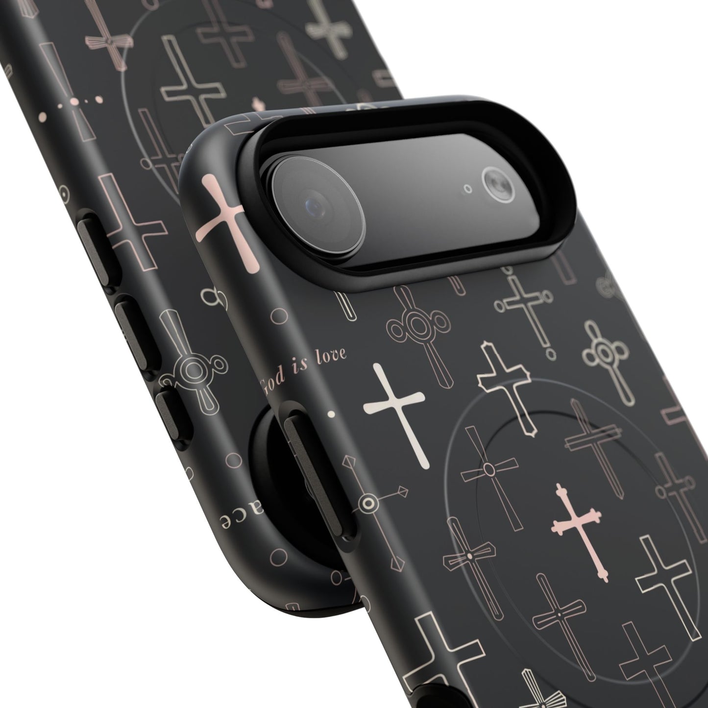 Magnetic Phone Case — Black Crosses "Grace" Protective Cover