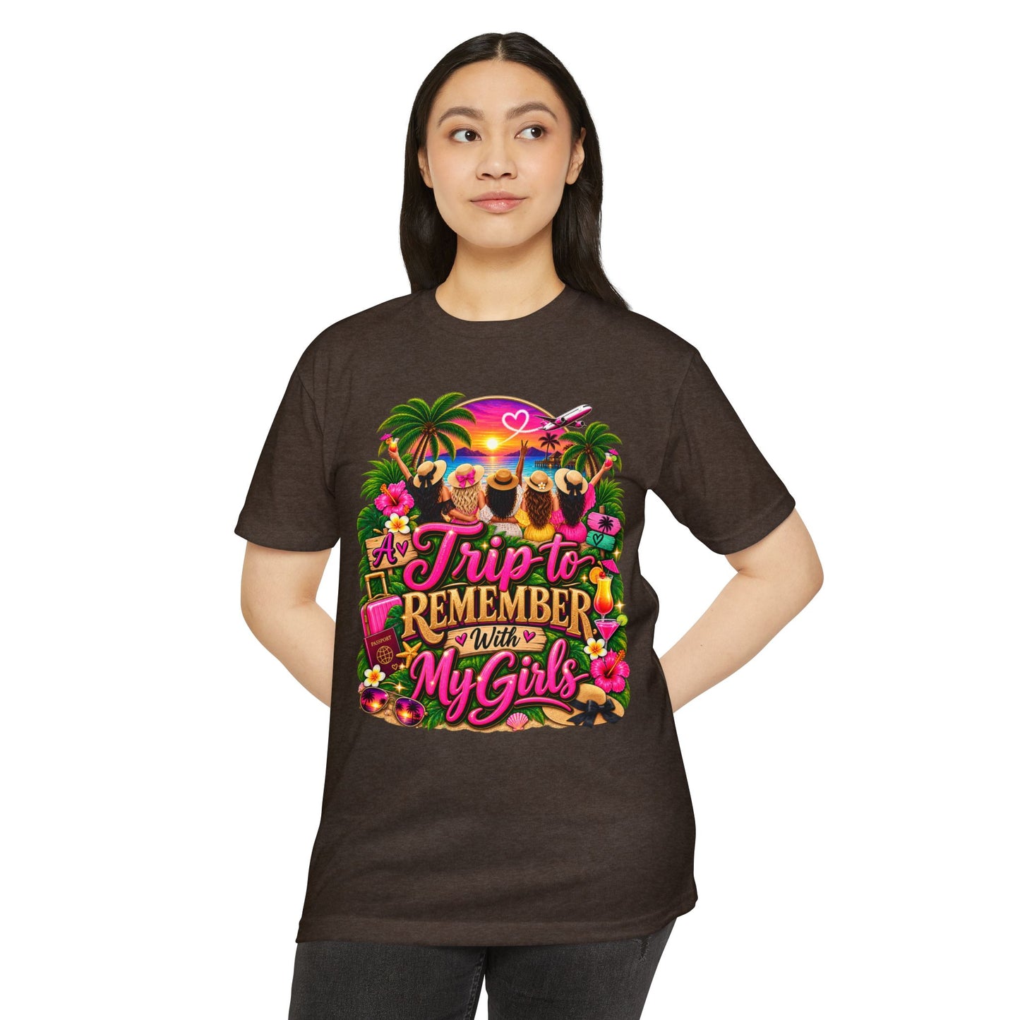 T-Shirt — 'A Trip to Remember With My Girls' Tropical Bachelorette/Besties Tee