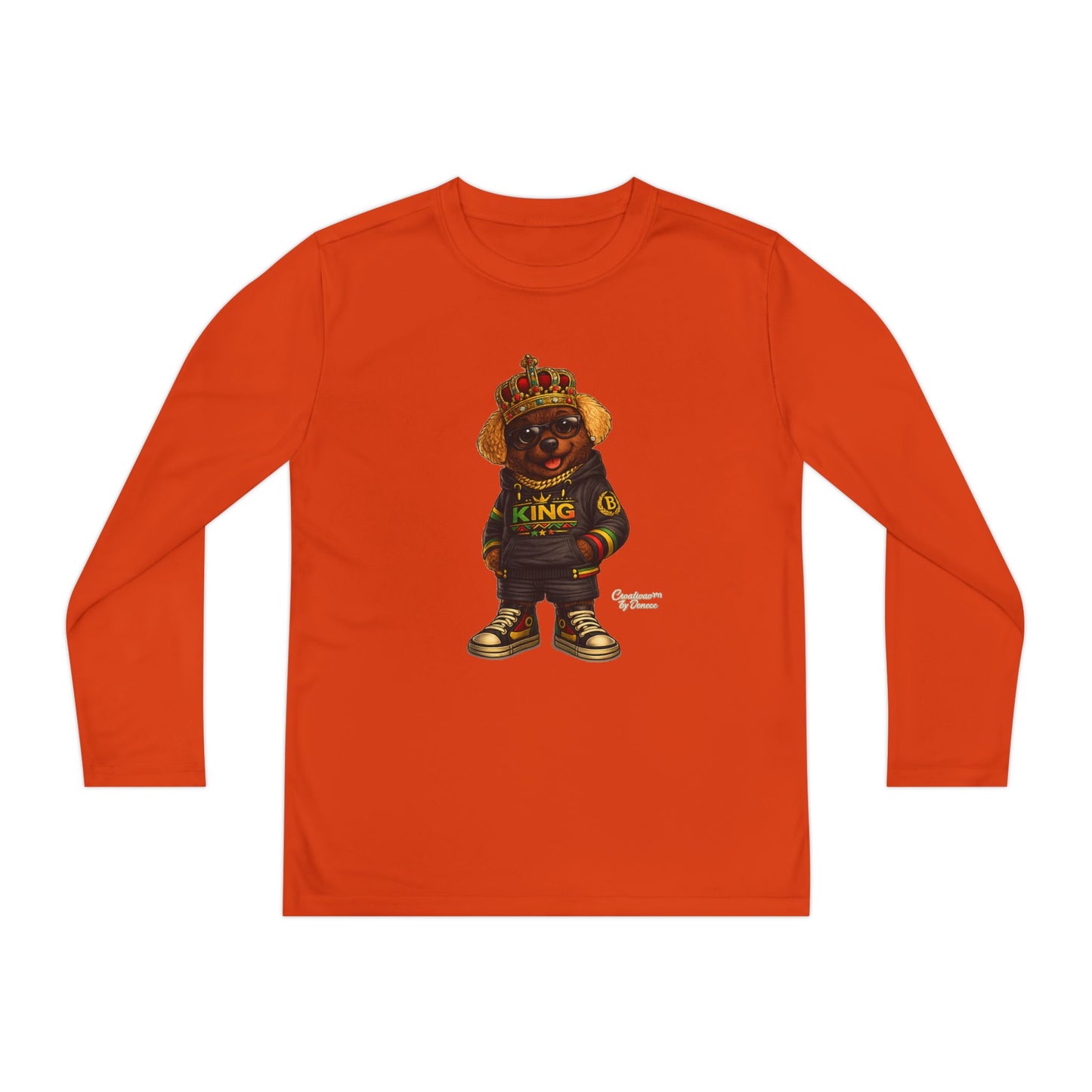 Youth Long Sleeve Tee — 'King' Bear Graphic