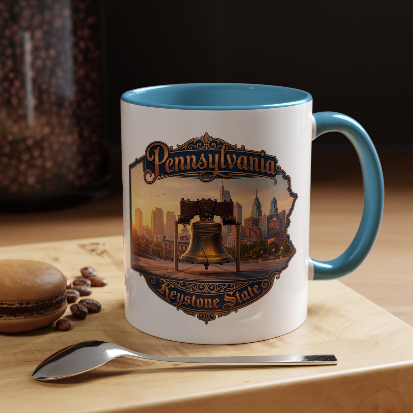 Pennsylvania Keystone State Coffee Mug — Liberty Bell & Philadelphia Skyline Accent Mug (11/15oz)