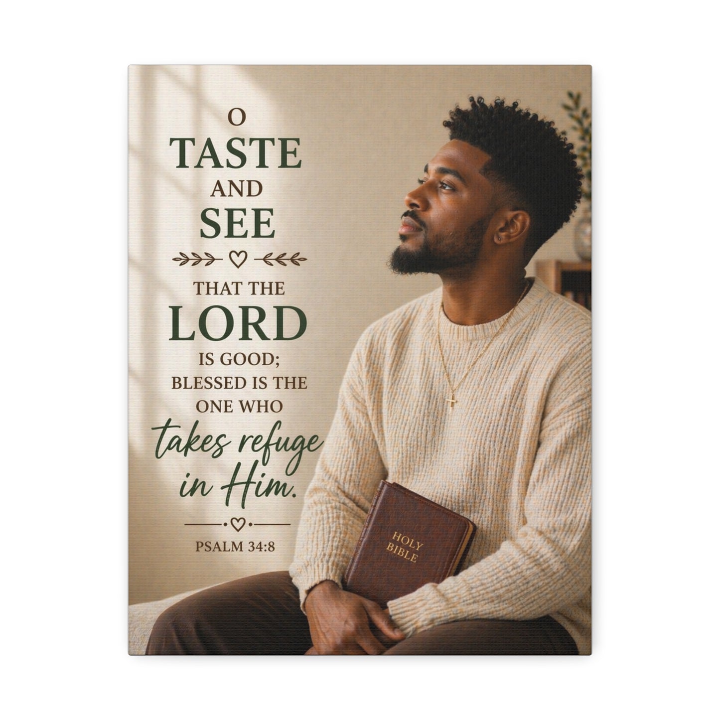 Canvas Wall Art - Psalm 34:8 "Taste and See" Inspirational Christian Prayer Print