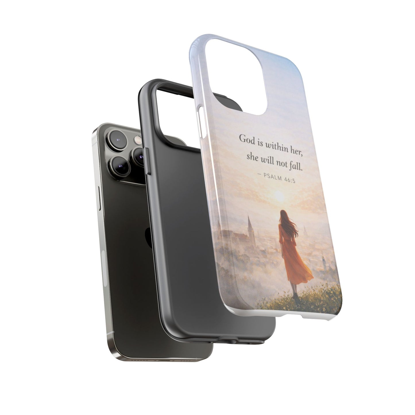Inspirational Psalm 46:5 Phone Case — 'God is within her, she will not fall' Christian Phone Cover