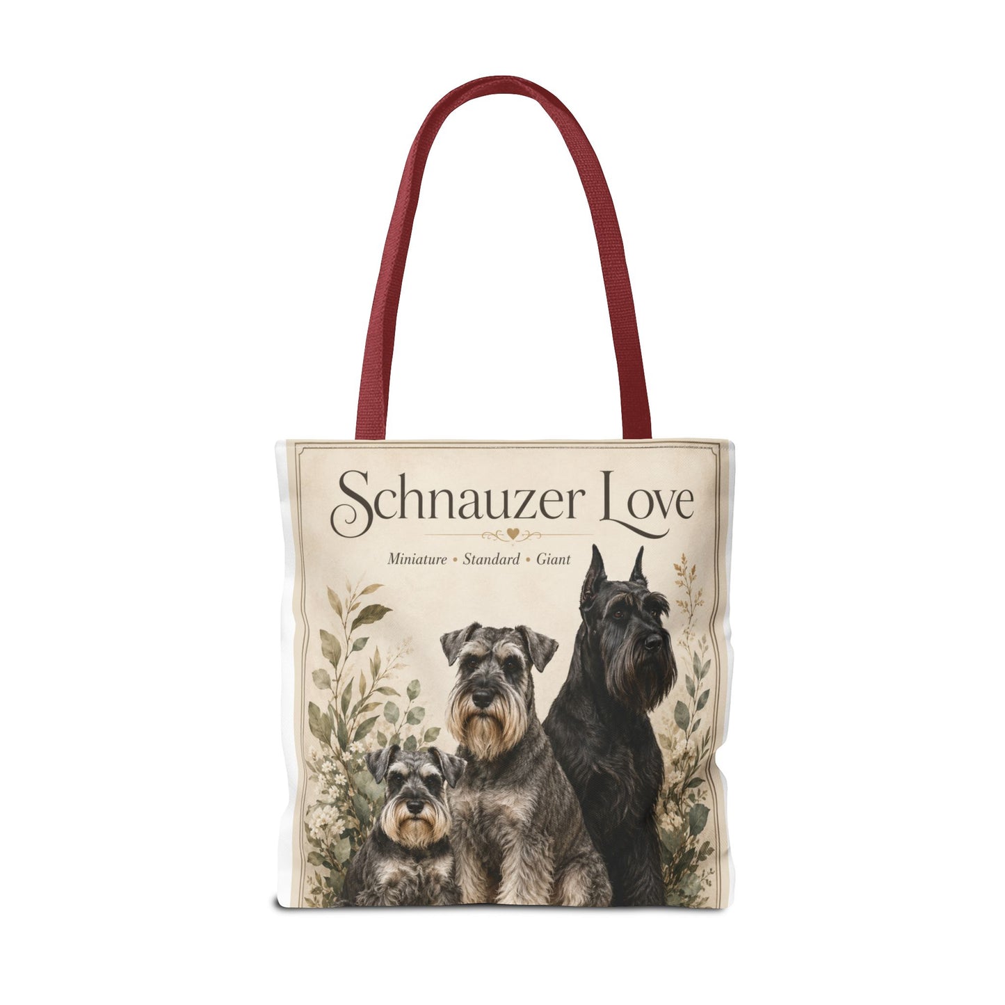 Schnauzer Love Tote Bag — Illustrated Dog Portraits, Miniature Standard Giant