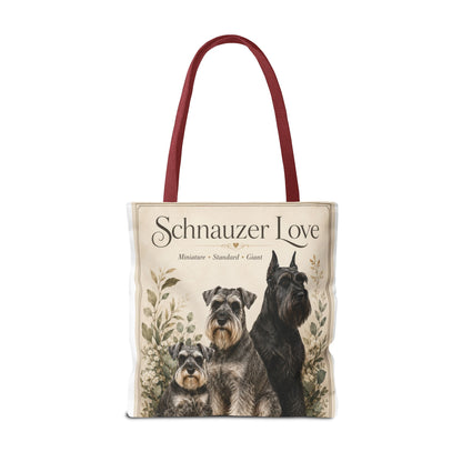 Schnauzer Love Tote Bag — Illustrated Dog Portraits, Miniature Standard Giant