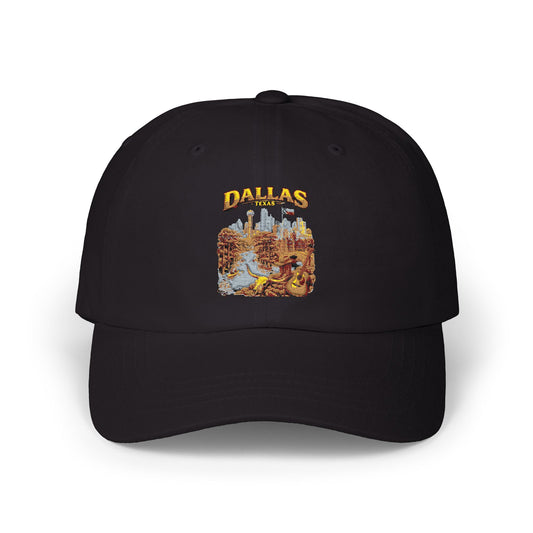 Dallas Vintage Scenic Dad Cap – Retro City Skyline Embroidered Hat