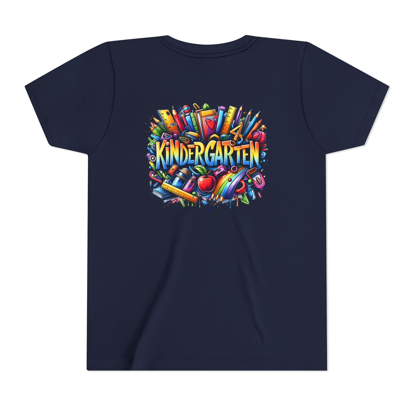 Kindergarten Colorful School Supplies Youth Tee — Back-to-School Kids T-Shirt